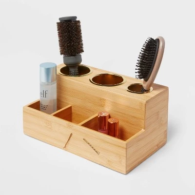 12" x 7" x 6" Bamboo Hair Tools Organizer with 5pc Magnets - Brightroom™ 3 12" x 7" x 6" Bamboo Hair Tools Organizer with 5pc Magnets - Brightroom™ - Image 3