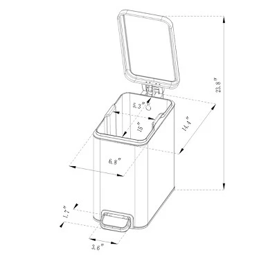 10L Stainless Slim Step Trash Can - Brightroom™ 4 10L Stainless Slim Step Trash Can - Brightroom™ - Image 4