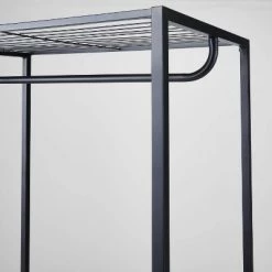 Alternative view of Two Shelf Wardrobe Black Metal with Natural Wood - Brightroom™
