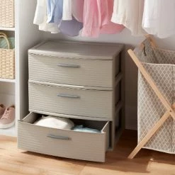 3 Drawer Wide Tower Light Gray - Brightroom™