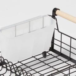 Metal Dish Rack with Powder Coated Finish and Rubber Wood Handles Black - Brightroom™ -Brightroom shop GUEST 20ff2001 0439 4e64 bd63 add9cf33bc11