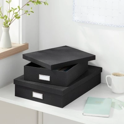 Canvas Desk Storage Box Set of 2 - Brightroom™ Gray 1 Canvas Desk Storage Box Set of 2 - Brightroom™ Gray