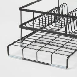 Alternative view of Space Saver Steel Dish Rack with Utensil Tray Black - Brightroom™