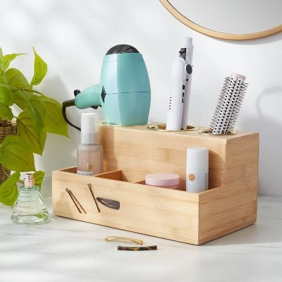 12" x 7" x 6" Bamboo Hair Tools Organizer with 5pc Magnets - Brightroom™ 1 12" x 7" x 6" Bamboo Hair Tools Organizer with 5pc Magnets - Brightroom™
