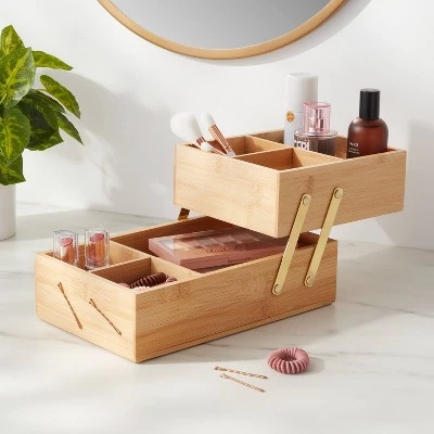 10" x 6" x 5" Hinged Bamboo Countertop Organizer - Brightroom™ 1 10" x 6" x 5" Hinged Bamboo Countertop Organizer - Brightroom™