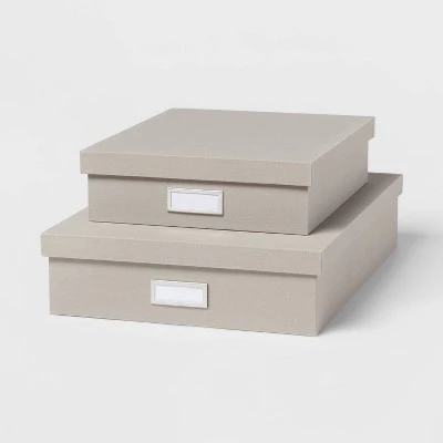 Canvas Desk Storage Box Set of 2 - Brightroom™ Gray 6 Canvas Desk Storage Box Set of 2 - Brightroom™ Gray - Image 6