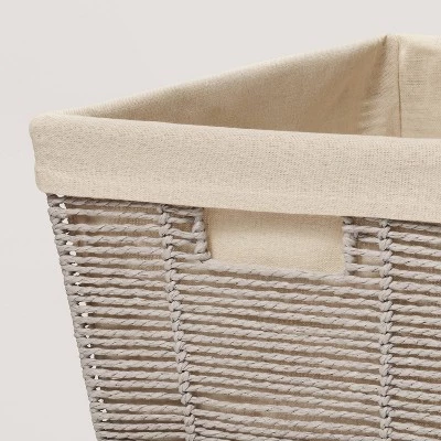 17" x 12" x 8" Large Woven Twisted Paper Rope Tapered Basket Gray - Brightroom™ 2 17" x 12" x 8" Large Woven Twisted Paper Rope Tapered Basket Gray - Brightroom™ - Image 2