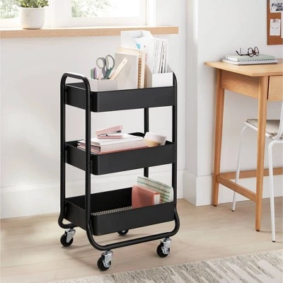 3 Tier Metal Utility Cart - Brightroom™ Black 1 3 Tier Metal Utility Cart - Brightroom™ Black