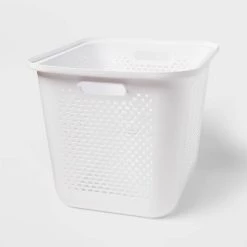 Large Decorative Plastic Bin with Cutout Handles - Brightroom™ White 9 Large Decorative Plastic Bin with Cutout Handles - Brightroom™ White -Brightroom shop GUEST 8042b247 d9e2 4bbb b780 b457f7d708f4