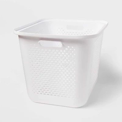Large Decorative Plastic Bin with Cutout Handles - Brightroom™ White 5 Large Decorative Plastic Bin with Cutout Handles - Brightroom™ White - Image 5