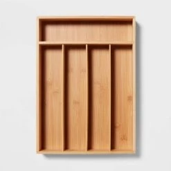 Alternative view of Bamboo 5 Compartment Flatware Drawer Organizer Brown - Brightroom™