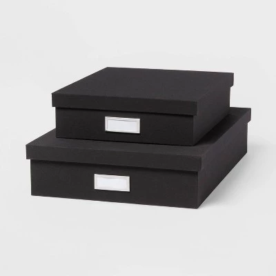 Canvas Desk Storage Box Set of 2 - Brightroom™ Gray 3 Canvas Desk Storage Box Set of 2 - Brightroom™ Gray - Image 3