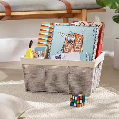 17" x 12" x 8" Large Woven Twisted Paper Rope Tapered Basket Gray - Brightroom™ 1 17" x 12" x 8" Large Woven Twisted Paper Rope Tapered Basket Gray - Brightroom™