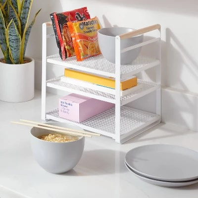 Metal 3-Tier Adjustable Shelf Box Organizer White - Brightroom™ 1 Metal 3-Tier Adjustable Shelf Box Organizer White - Brightroom™