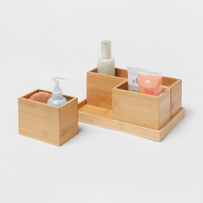 11.25" x 7" x 4.5" Modular Bamboo Vanity Organizer with Magnetic Strip - Brightroom™ 3 11.25" x 7" x 4.5" Modular Bamboo Vanity Organizer with Magnetic Strip - Brightroom™ - Image 3