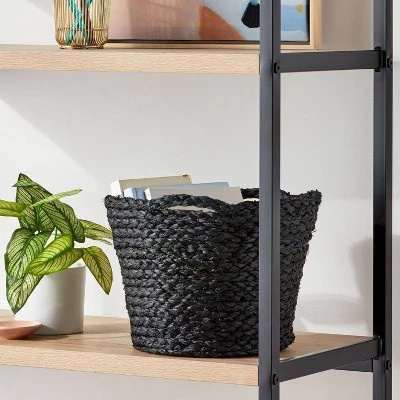 Round Braided Rafia Basket Black - Brightroom™ 1 Round Braided Rafia Basket Black - Brightroom™
