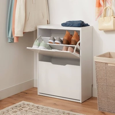 Laminate Pivot Open Shoe Cabinet White - Brightroom™ 1 Laminate Pivot Open Shoe Cabinet White - Brightroom™