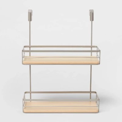 Over the Cabinet Tiered Shelves with Wood - Brightroom™ Brushed Nickel 3 Over the Cabinet Tiered Shelves with Wood - Brightroom™ Brushed Nickel - Image 3
