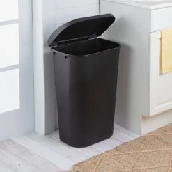 11.3gal Lift Top Waste Basket Black - Brightroom™