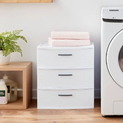 3 Drawer Wide Tower White - Brightroom™ 1 3 Drawer Wide Tower White - Brightroom™