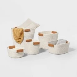 13" Decorative Coiled Rope Square Base Tapered Basket Small White - Brightroom™ -Brightroom shop GUEST da9a4853 2fc4 47e7 a8f5 6cb212b91179