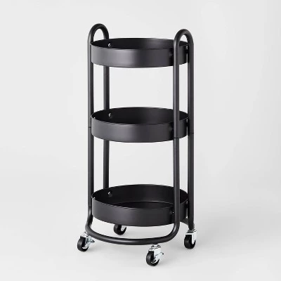 3 Tier Round Metal Utility Cart - Brightroom™ Gray 3 3 Tier Round Metal Utility Cart - Brightroom™ Gray - Image 3